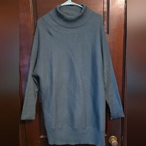 Anrabas Women's Cozy Long Blue/green Cowl Neck Sweater